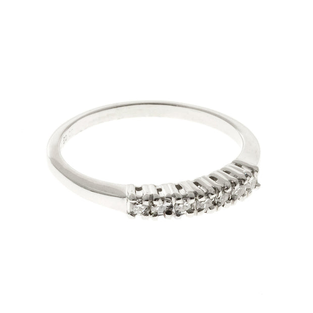 Vintage Solid Platinum 7 Bright White Full Cut Round Diamond .20ct Ring Size 6