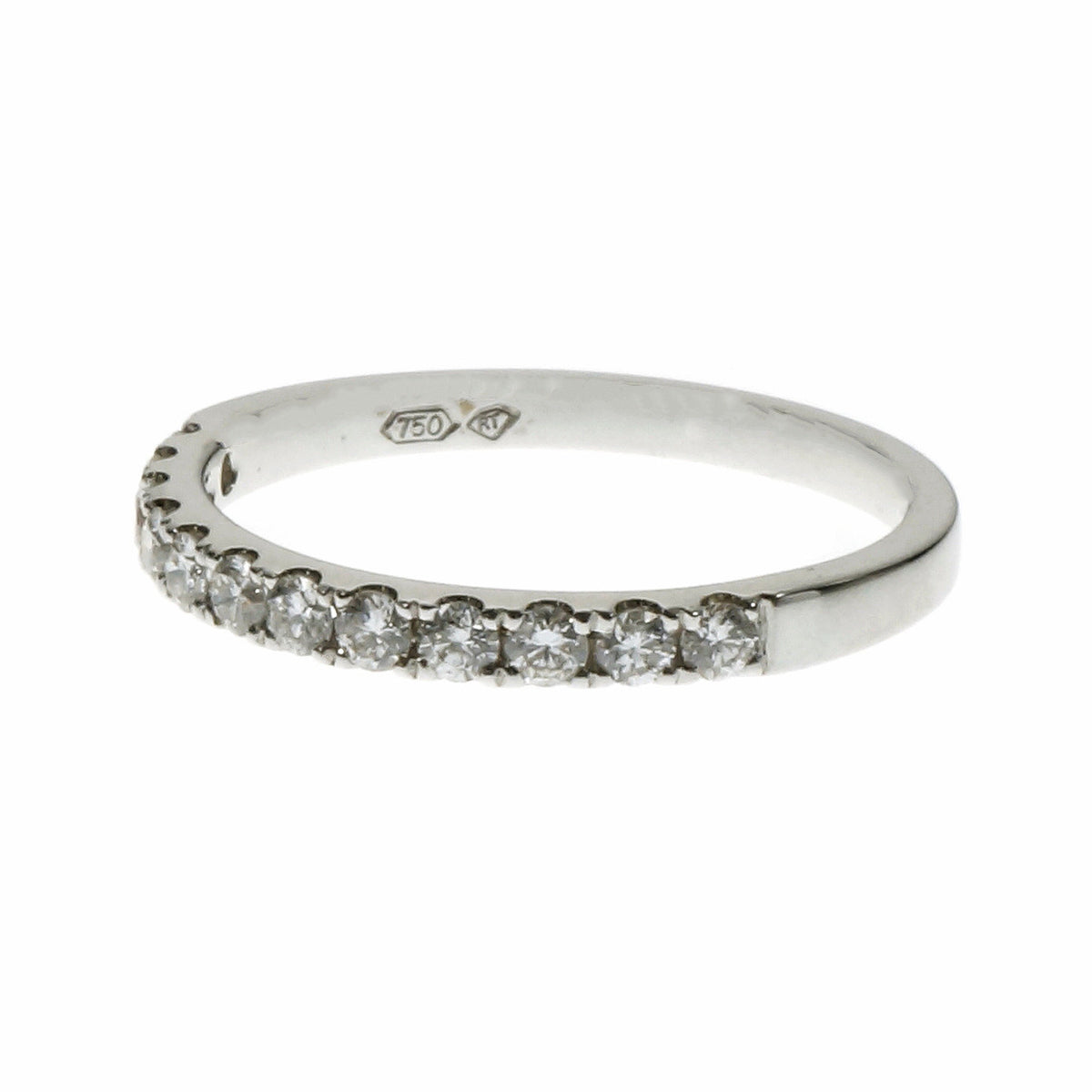 Groove Set 12 Diamond Wedding Band Ring 18k White Gold – image 2