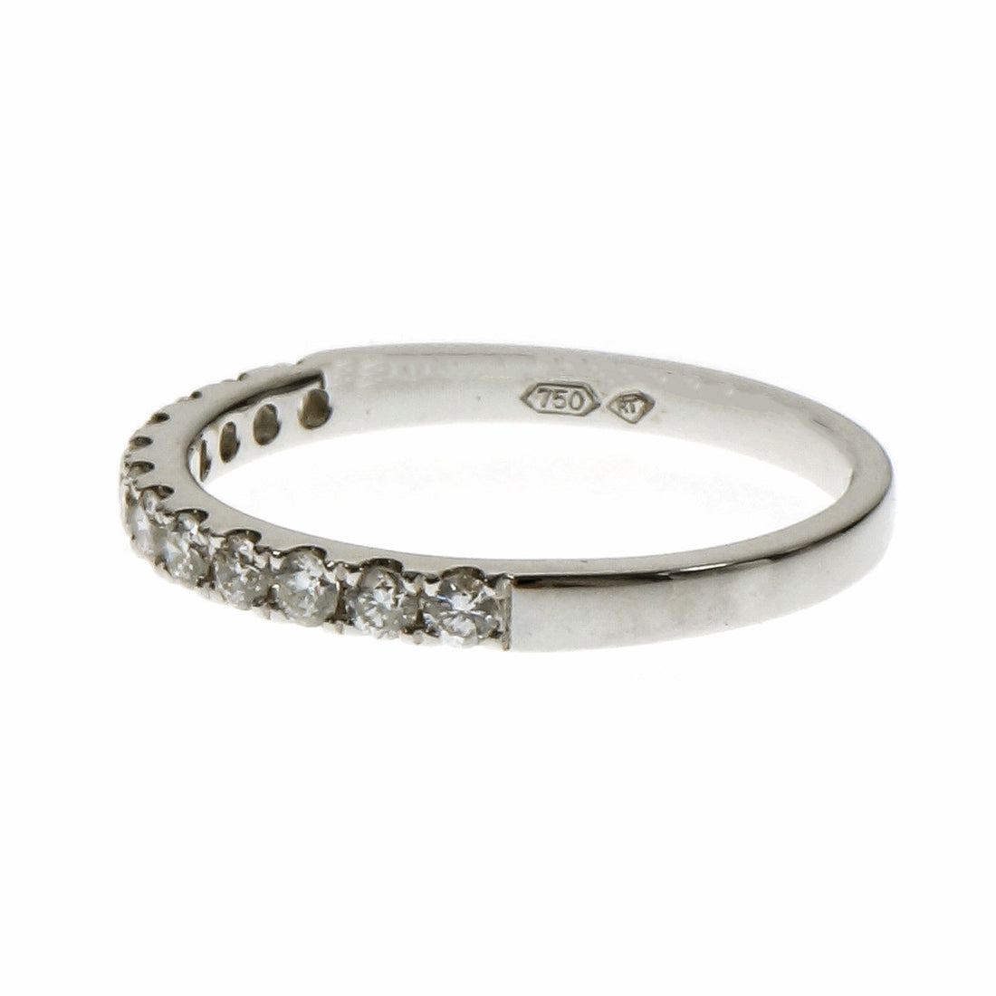 Groove Set 12 Diamond Wedding Band Ring 18k White Gold – image 3