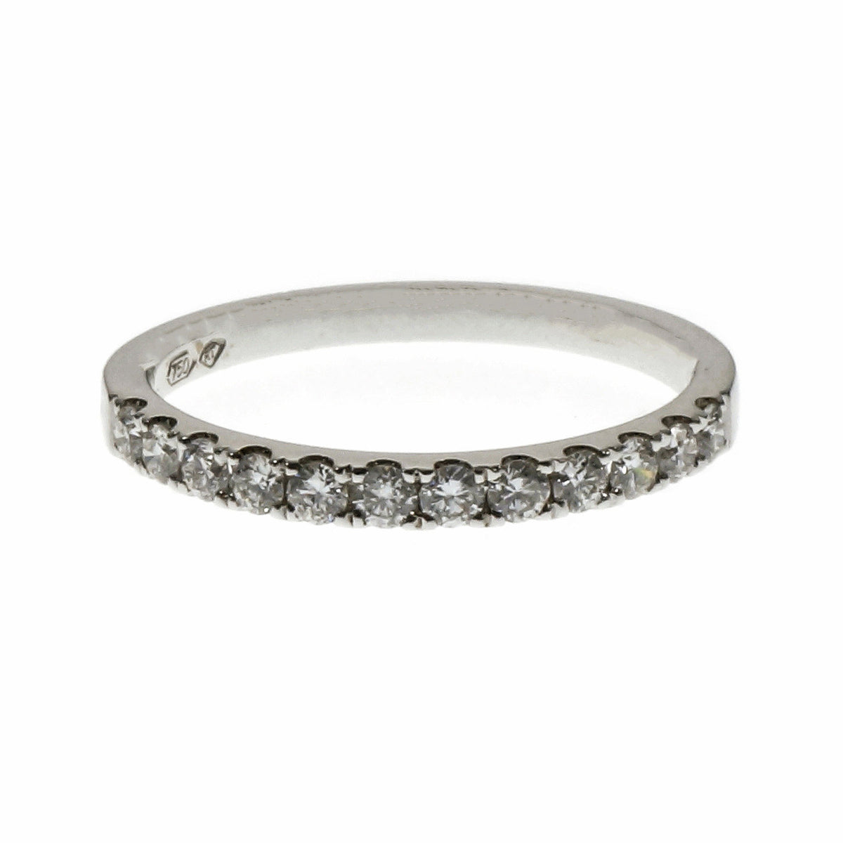 Groove Set 12 Diamond Wedding Band Ring 18k White Gold