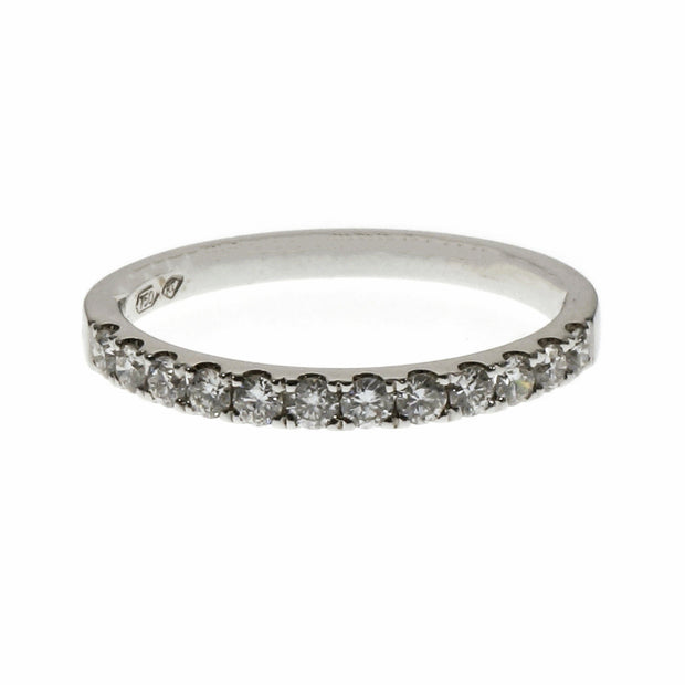 Groove Set 12 Diamond Wedding Band Ring 18k White Gold