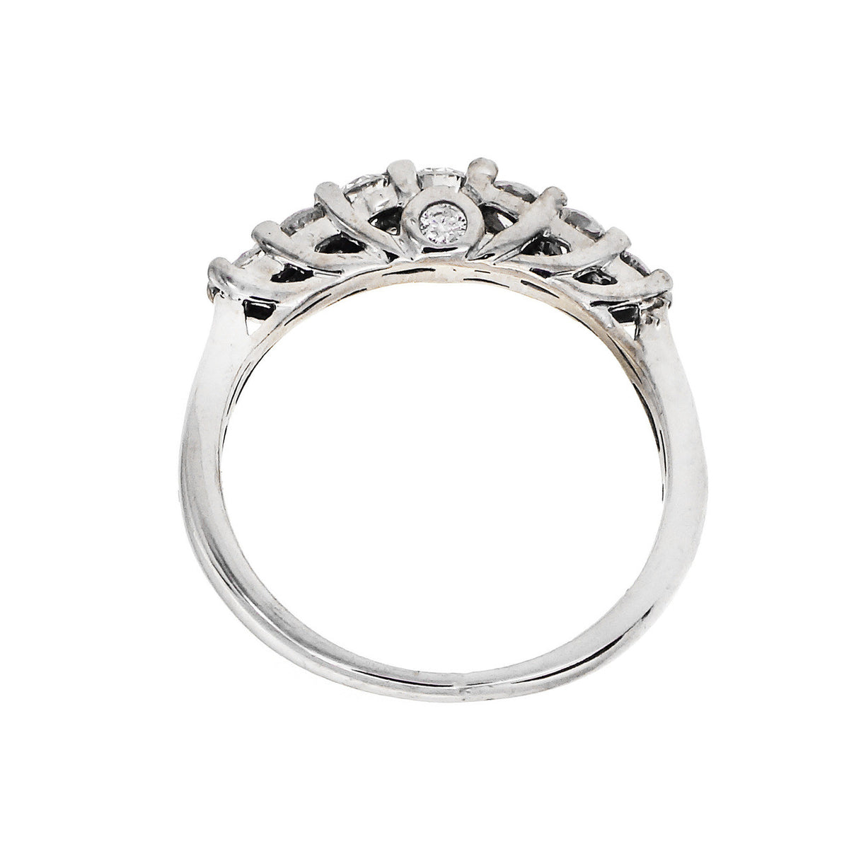Graduated Common Prong Diamond Wedding Band 14k White Gold – image 3