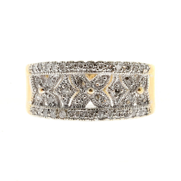 Estate 1965 14k Pierced White Gold 42 Round Diamond Pave Set Band Ring Size 5.75