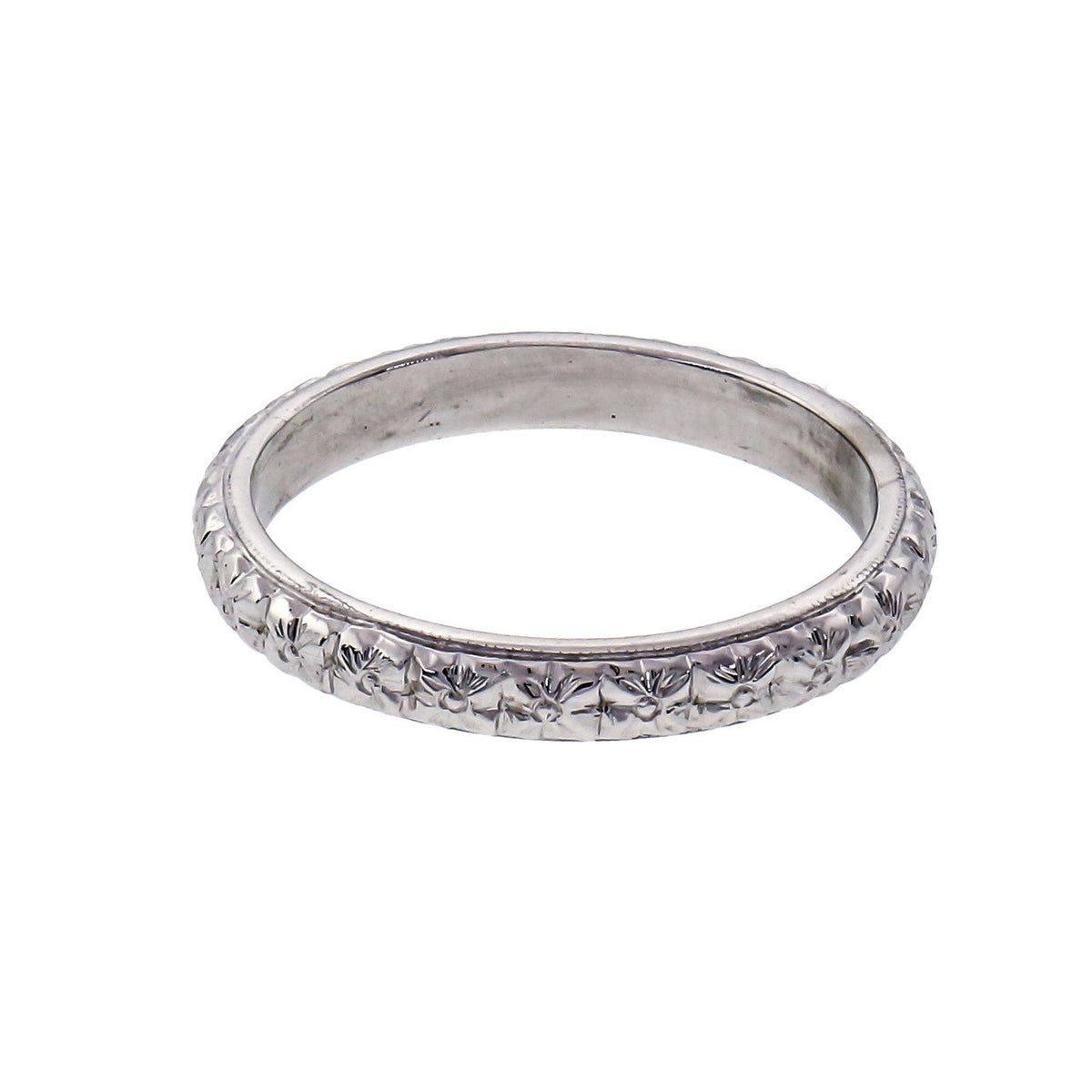 Vintage 1925 White Gold Wedding Band Ring – image 2