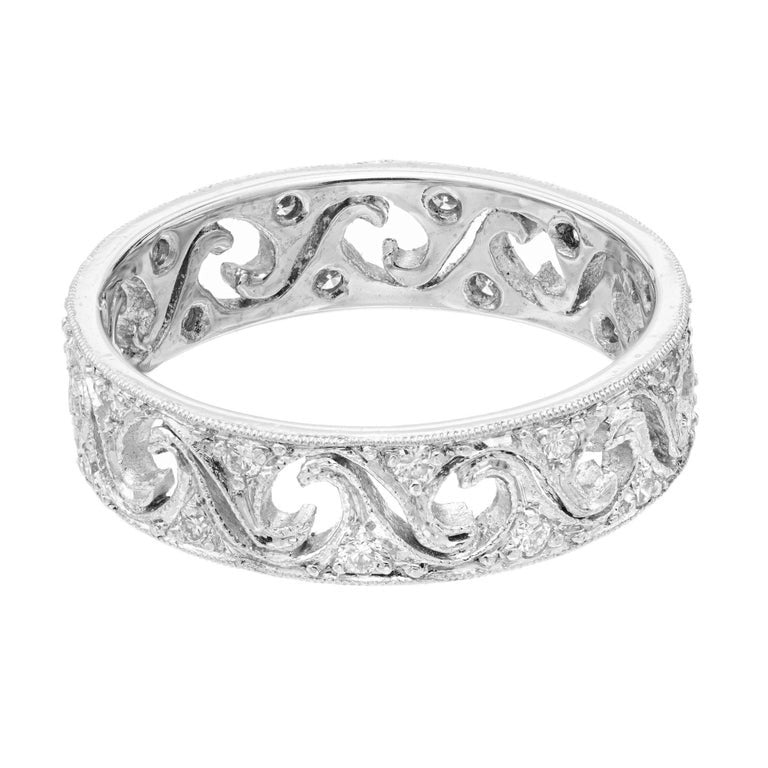 .25 Carat Diamond Platinum 1940's Band Ring – image 6