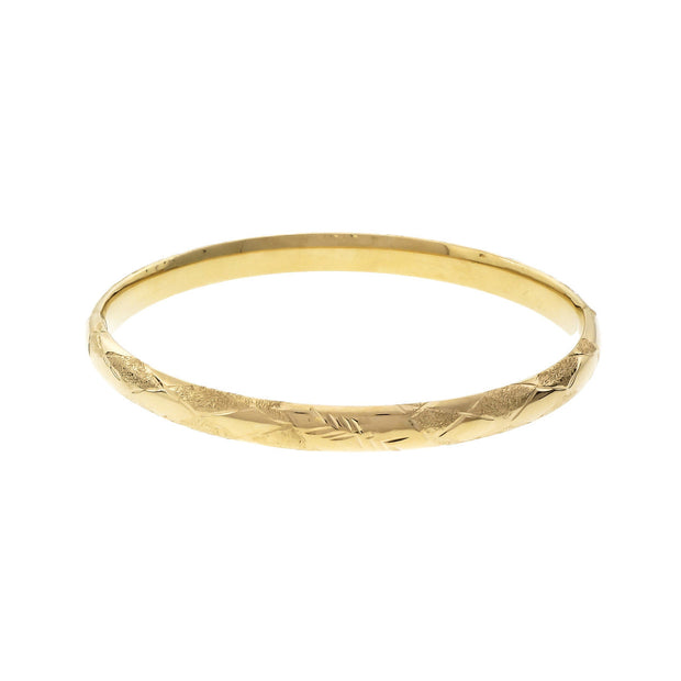 Estate Hinged Bangle Bracelet Hand Engraved 14k Yellow Gold