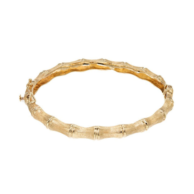 Yellow Gold Bamboo Hinged Bangle Bracelet