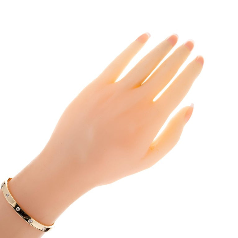 Cartier Bangle Bracelet 18k Gold Sapphire &amp; Diamond Hinged – image 7