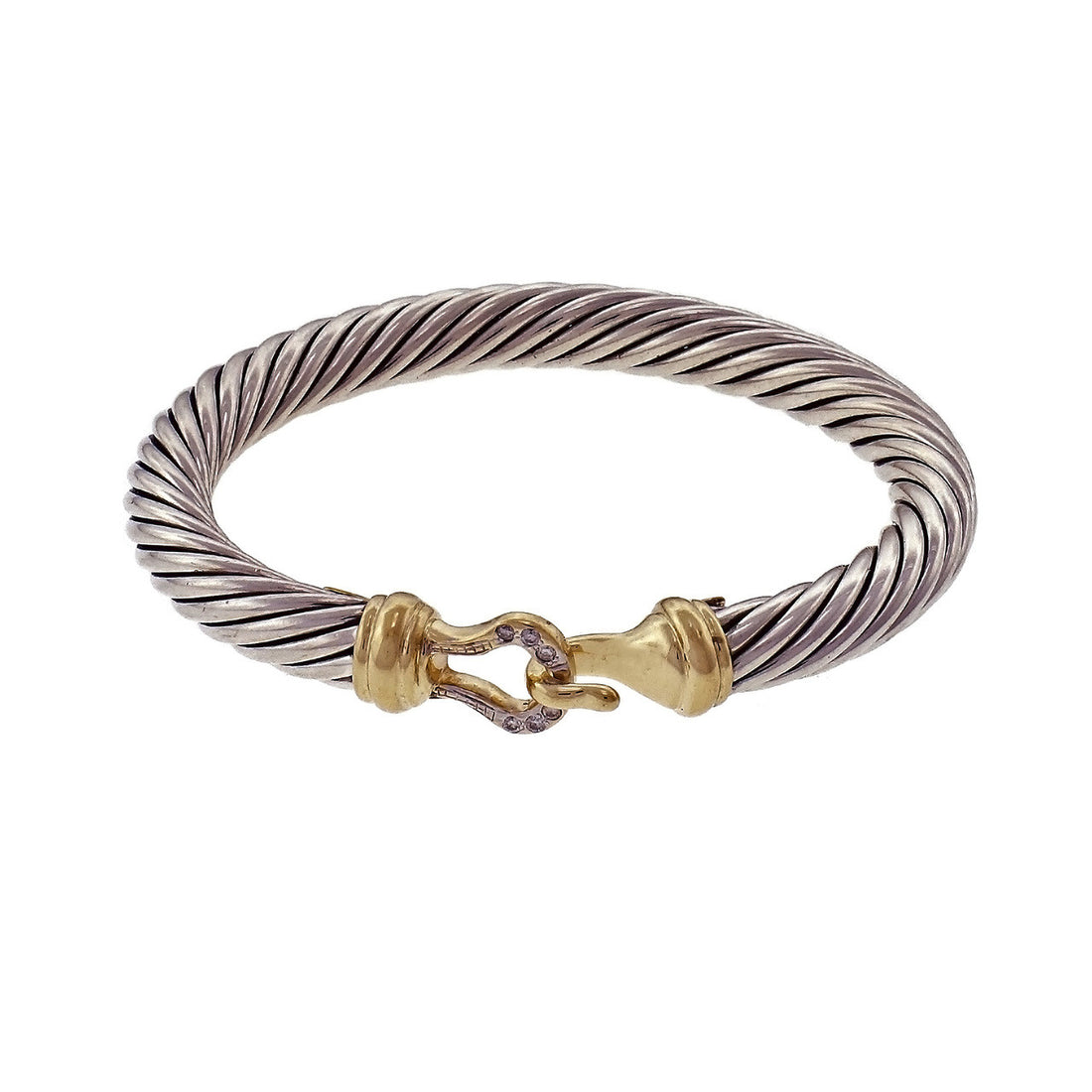 David Yurman Cable Buckle Bracelet Sterling Silver &amp; Yellow Gold – image 3