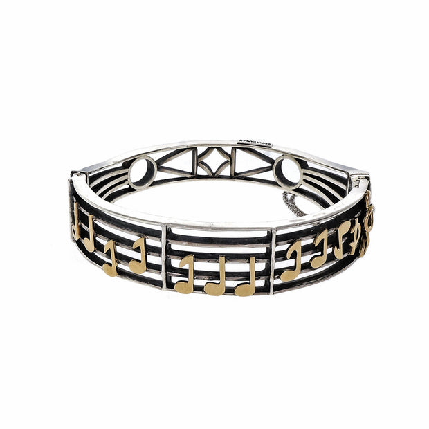 Vintage Oscar Caplan Bangle Bracelet Music Note Siler 14k