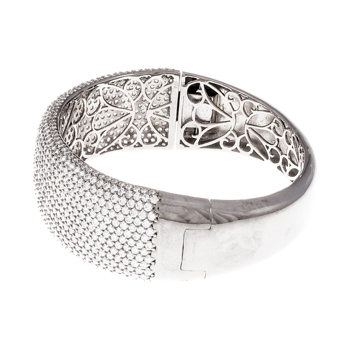 Black Rhodium Bangle Bracelet Pavé Set Cubic Zirconia Sterling Silver – image 2