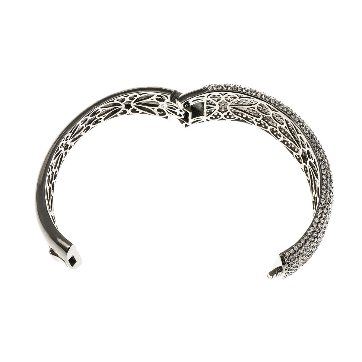 Black Rhodium Bangle Bracelet Pavé Set Cubic Zirconia Sterling Silver – image 4