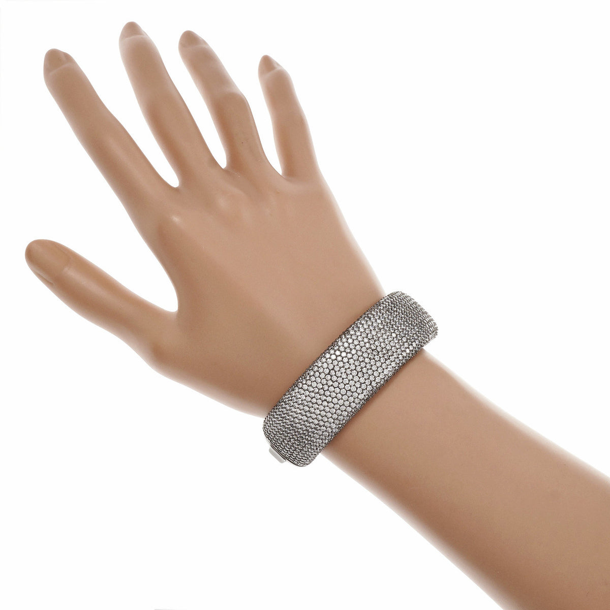 Black Rhodium Bangle Bracelet Pavé Set Cubic Zirconia Sterling Silver – image 7