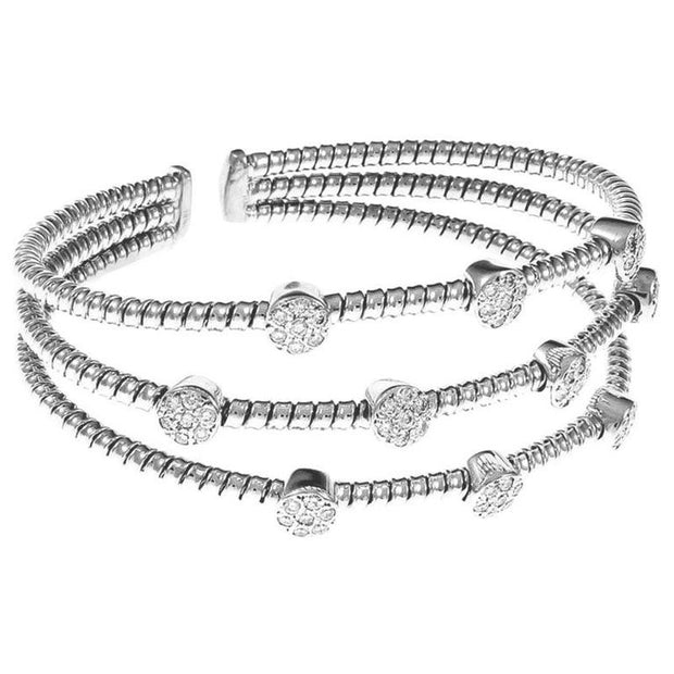 1.20 Carat Italian Diamond Gold Three-Row Bangle Bracelet