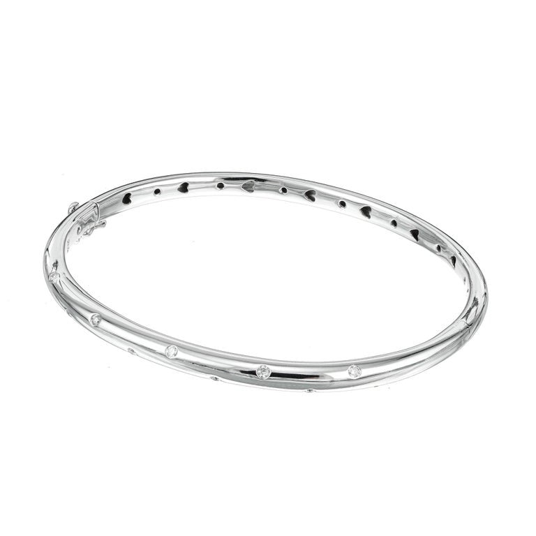 Lux Bond & Green .30 Carat Diamond White Gold Bangle Bracelet – image 2