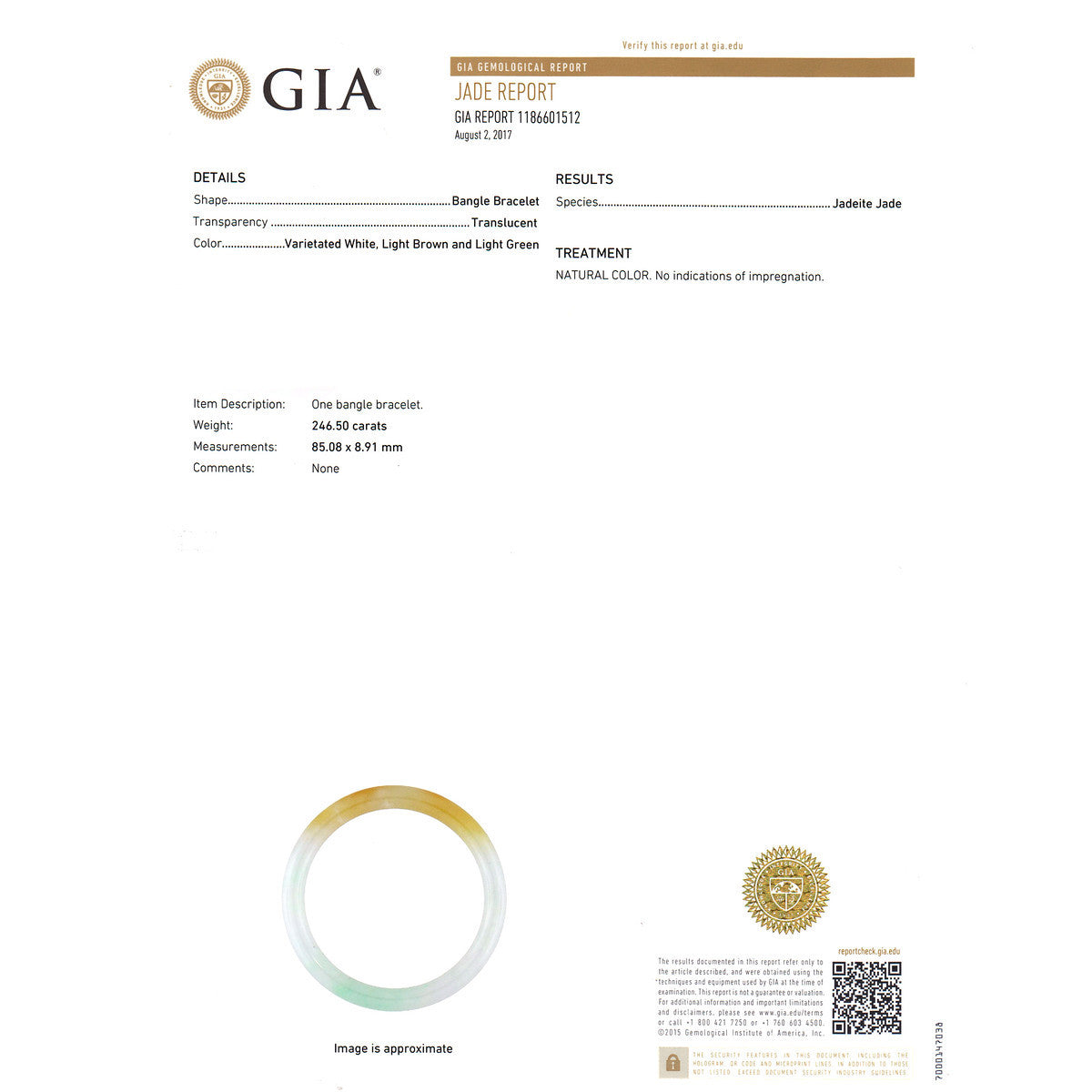 GIA Certified Jadeite Jade Slip On Bangle Bracelet – image 7