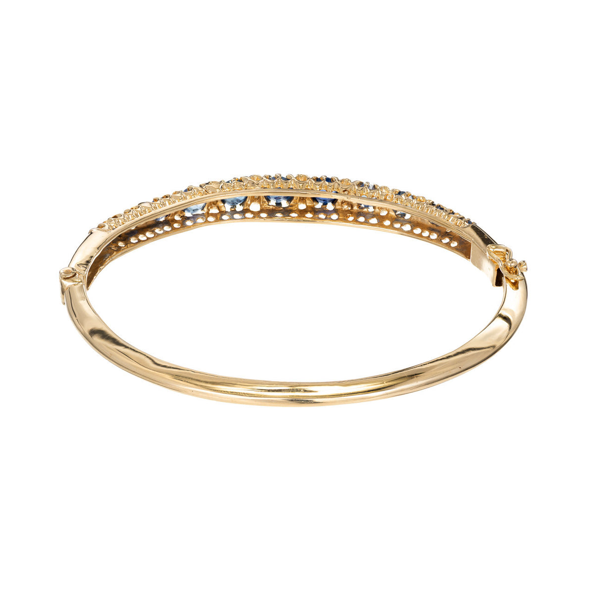 2.10ct Oval Sapphire Diamond 14k Bangle Bracelet – image 3