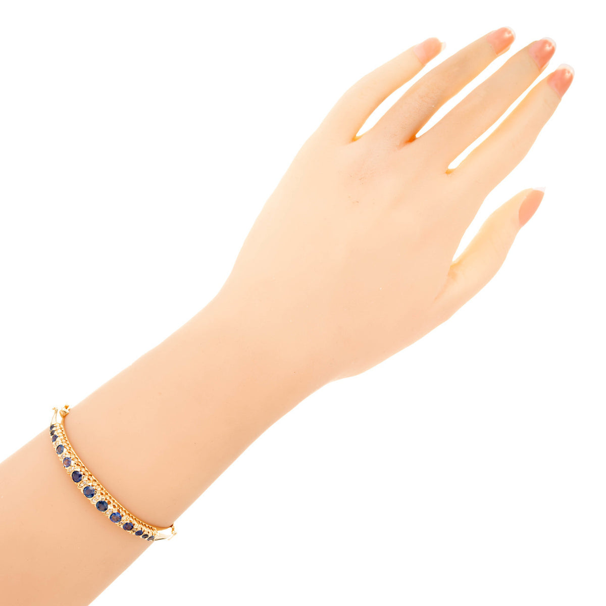 2.10ct Oval Sapphire Diamond 14k Bangle Bracelet – image 5