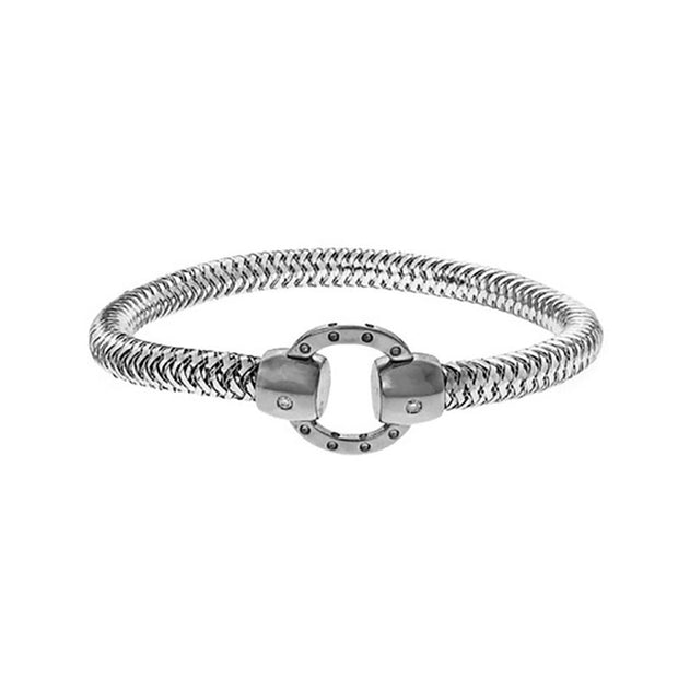 Roberto Coin Flexible Slip On Bracelet 18k White Gold Diamond Ruby