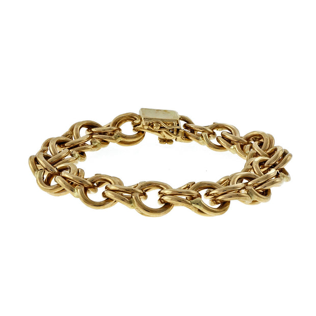 Estate 1950 Extra Heavy Spiral Link Charm Bracelet 14k