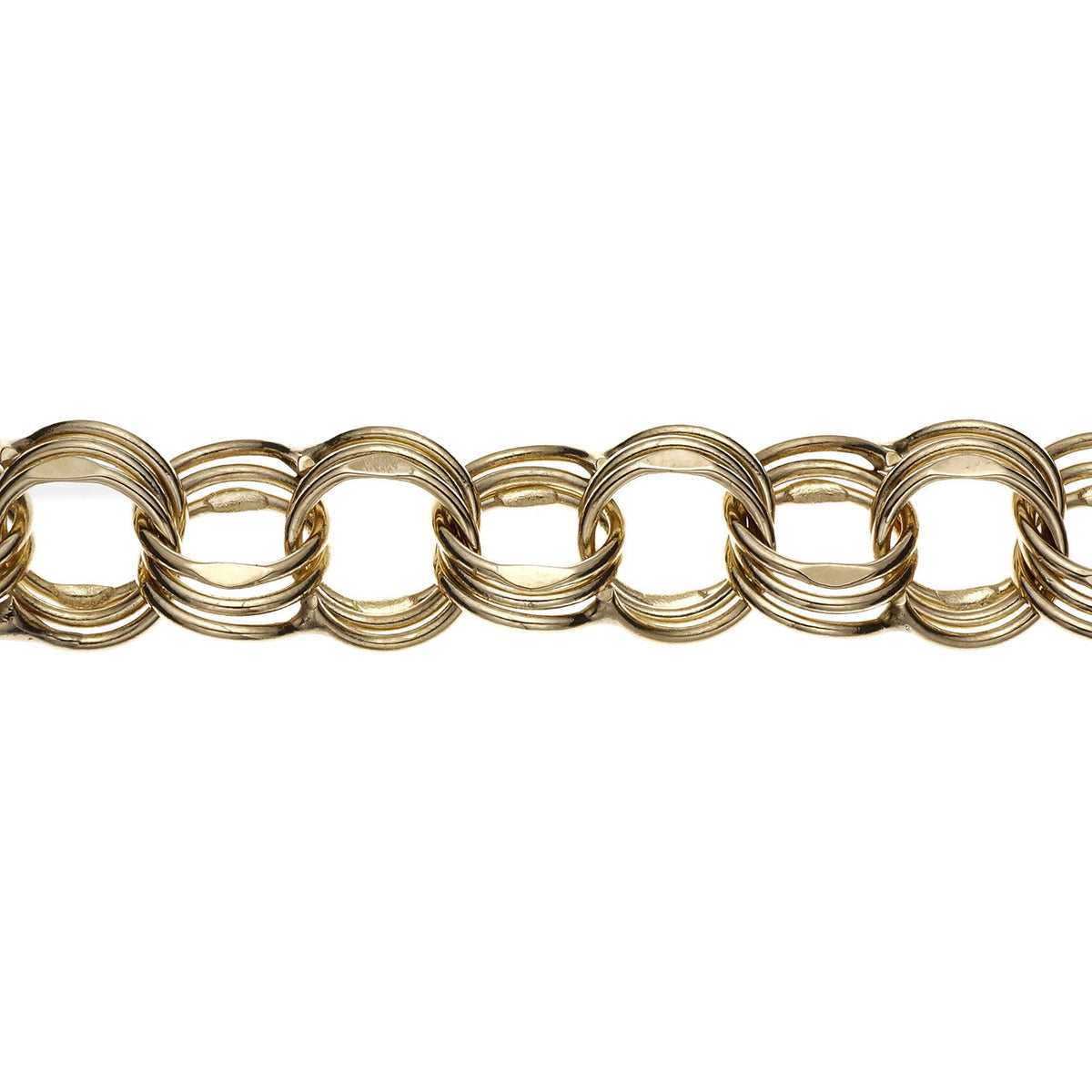 Vintage Rinegold Triple Spiral Link Charm Bracelet 14k Gold – image 2