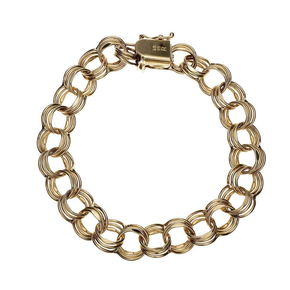 Vintage Rinegold Triple Spiral Link Charm Bracelet 14k Gold