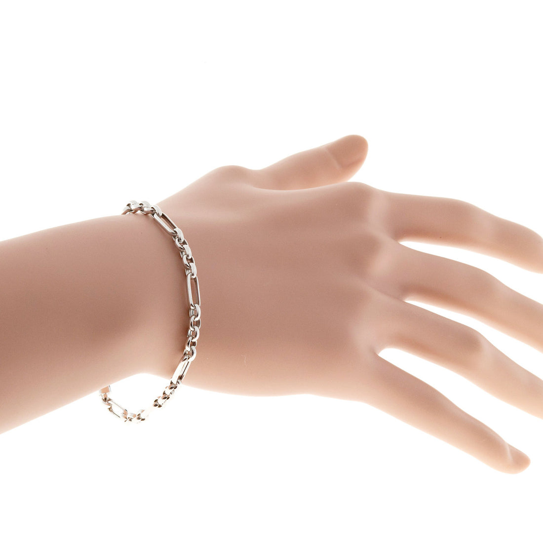 Vintage Designer Kurt Gutman 18k White Gold 3 X 1 Link Chain Bracelet – image 3