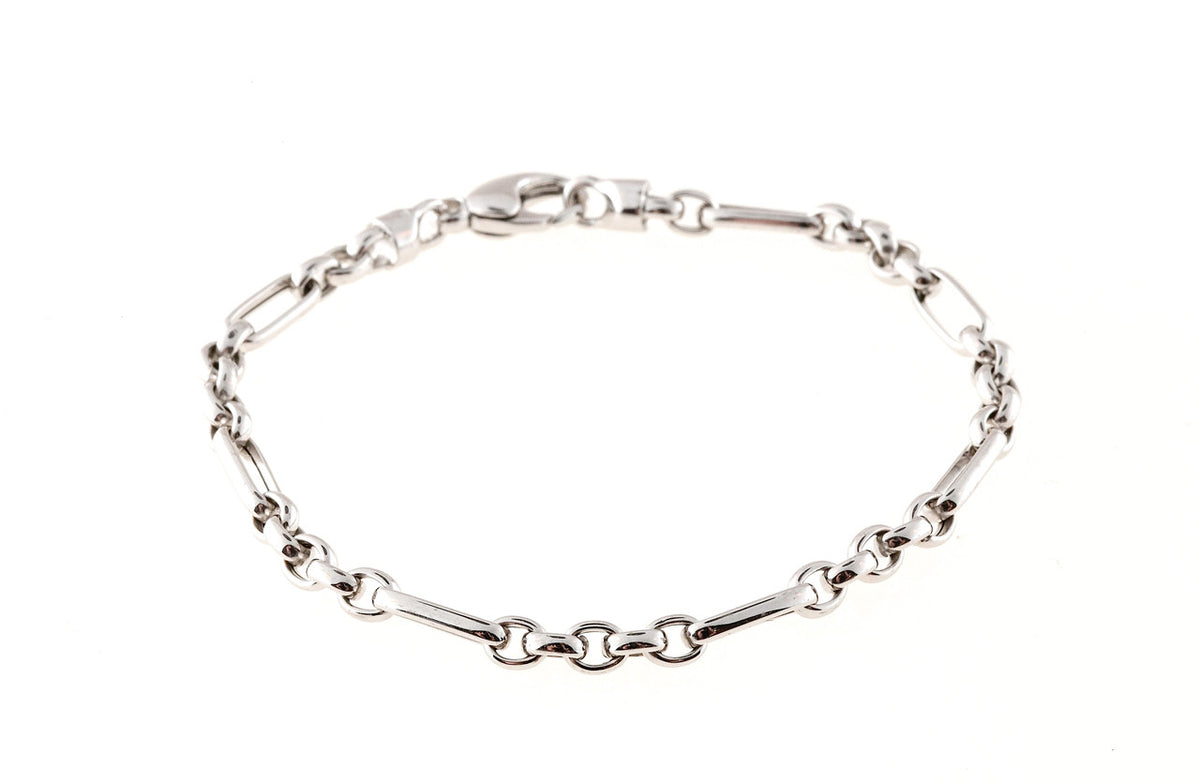 Vintage Designer Kurt Gutman 18k White Gold 3 X 1 Link Chain Bracelet – image 2