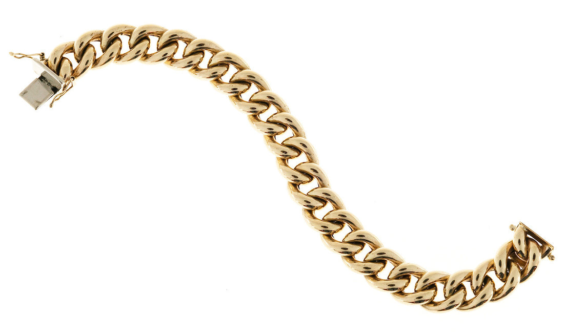 Yellow Gold Puffed Oval Link Bracelet – image 5