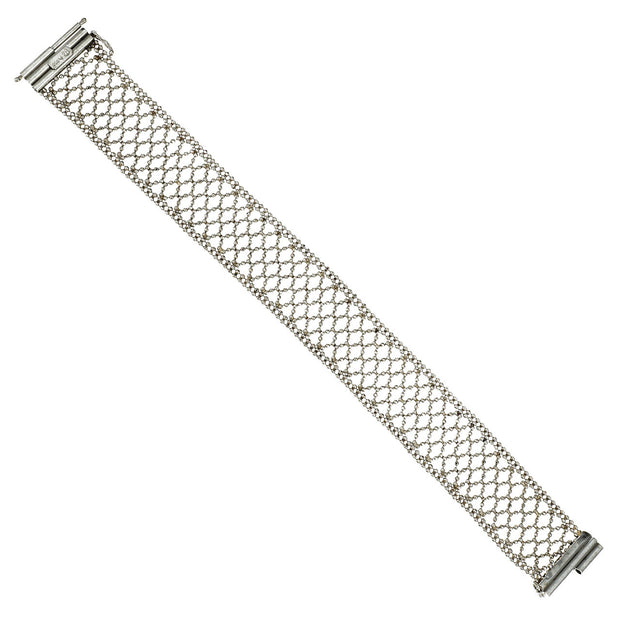 Platinum Mesh Bracelet Faceted Beads