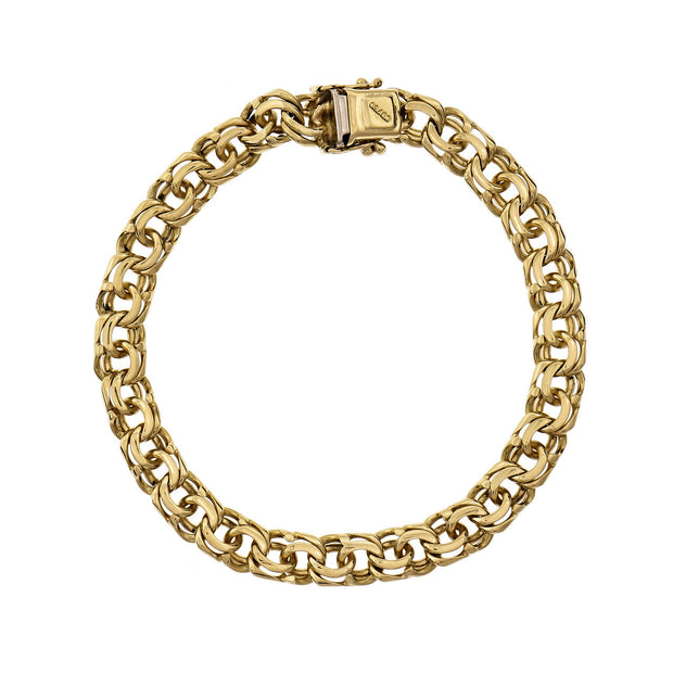Vintage 1960 Charm Bracelet Double Spiral Link Solid 18k Yellow Gold