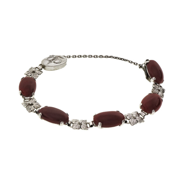 GIA Certified Red Coral White Gold Bracelet