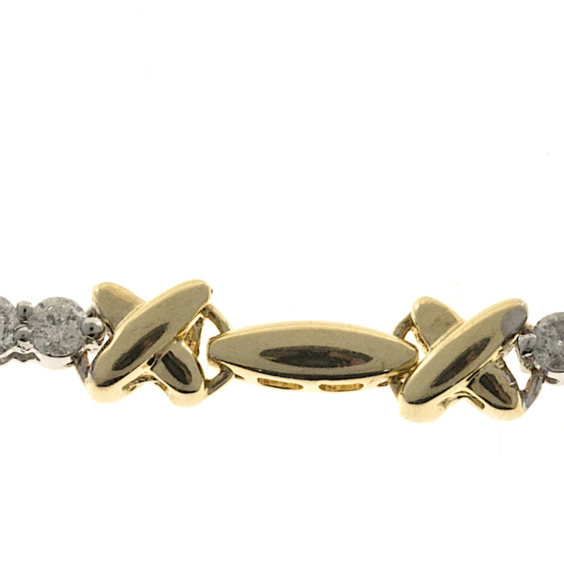 "X" Style 1.00ct Full Cut Diamond 14k Gold Bracelet – image 5