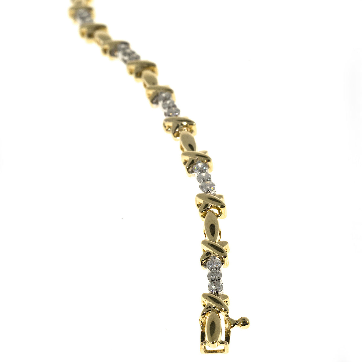 "X" Style 1.00ct Full Cut Diamond 14k Gold Bracelet – image 7