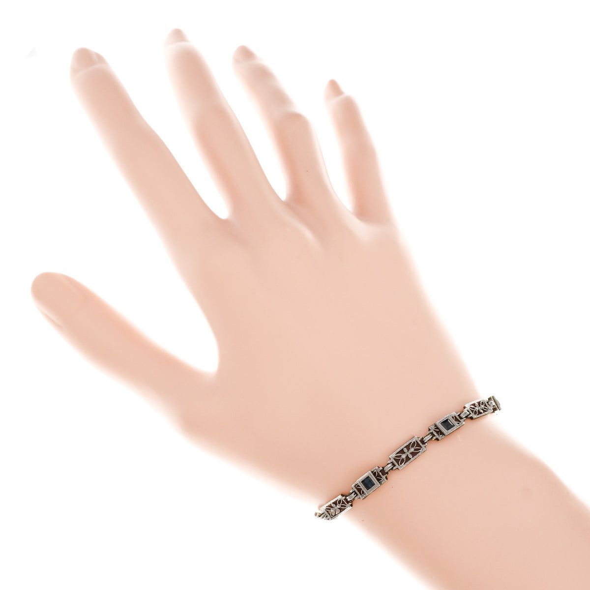 .60 Blue Sapphire Yellow Gold Platinum Bracelet – image 6