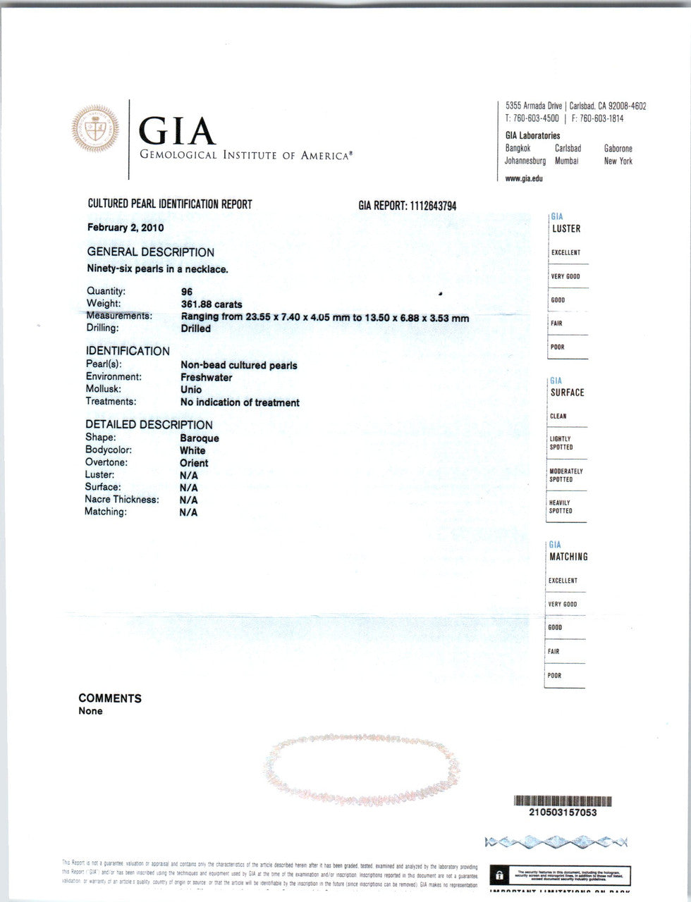GIA Certified Freshwater Baroque Pearl Necklace – image 3