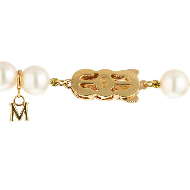 Mikimoto Akoya Pearl Diamond Yellow Gold Necklace – image 5