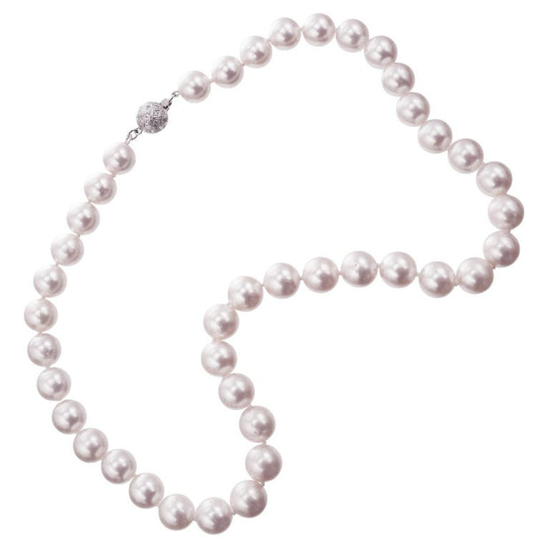 Peter Suchy .25 Carat Diamond Clasp Pearl White Gold Necklace