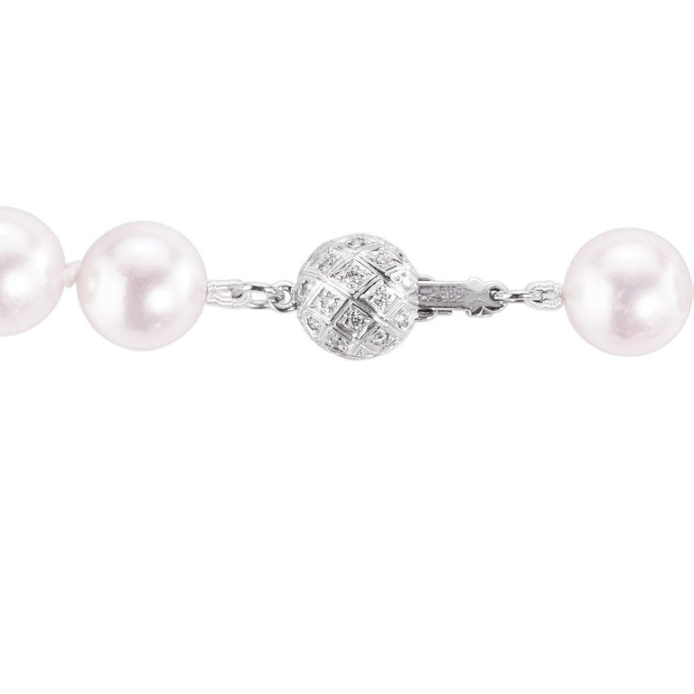 Peter Suchy .25 Carat Diamond Clasp Pearl White Gold Necklace – image 4