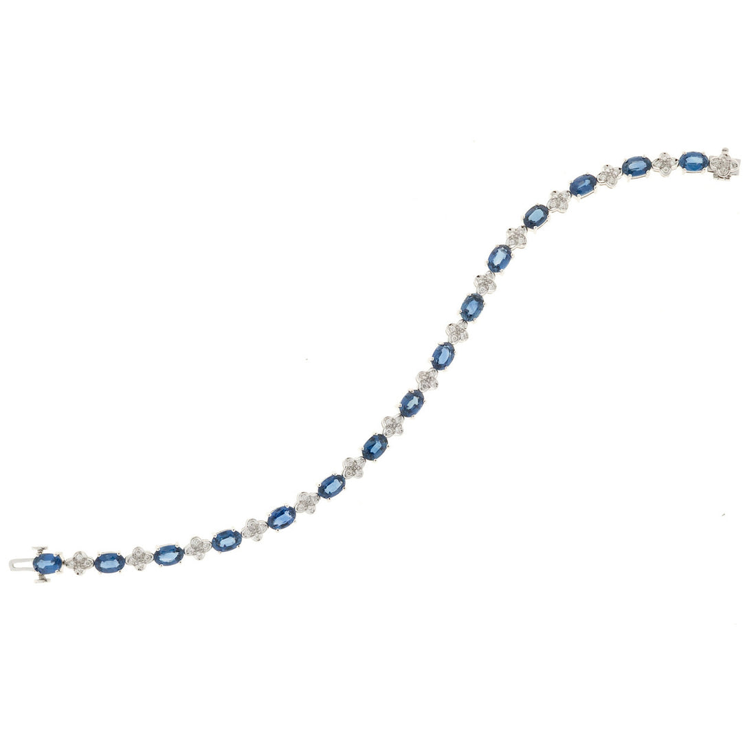 Estate 9.03ct Oval Sapphire Diamond 14k White Gold Bracelet – image 7