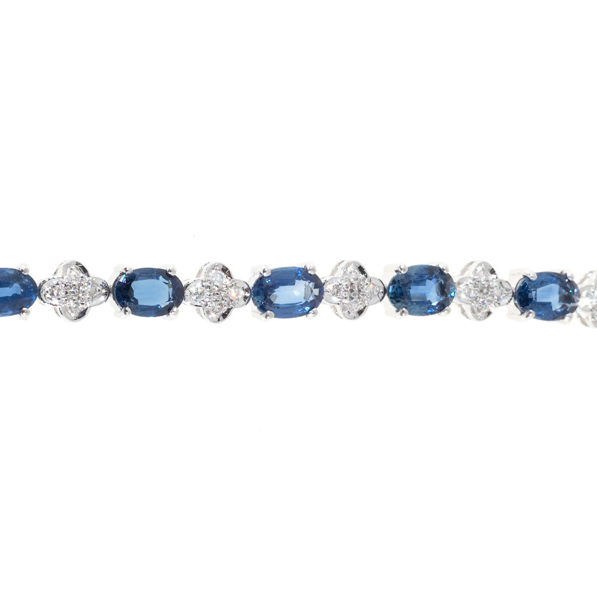 Estate 9.03ct Oval Sapphire Diamond 14k White Gold Bracelet – image 5