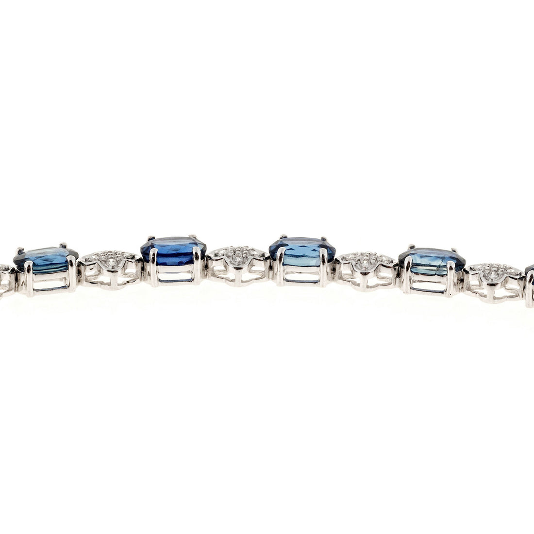 Estate 9.03ct Oval Sapphire Diamond 14k White Gold Bracelet – image 4