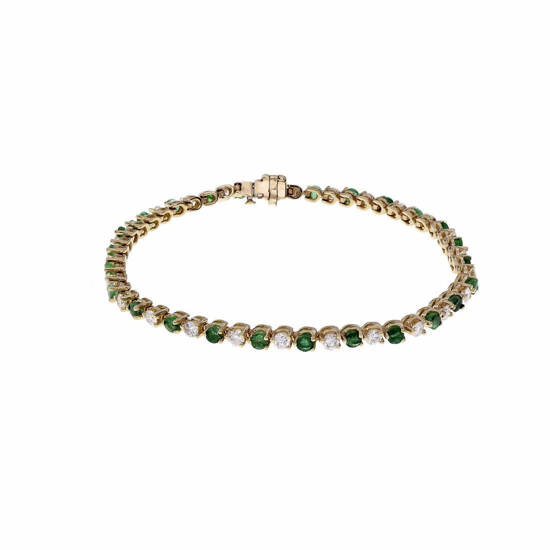 2.25 Carat Emerald Diamond Yellow Gold Hinged Link Bracelet – image 2