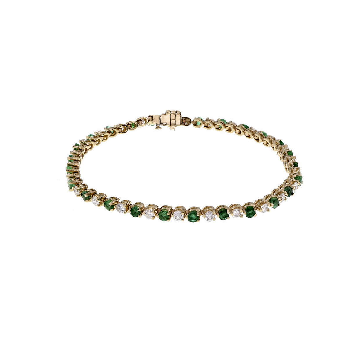 2.25 Carat Emerald Diamond Yellow Gold Hinged Link Bracelet – image 2
