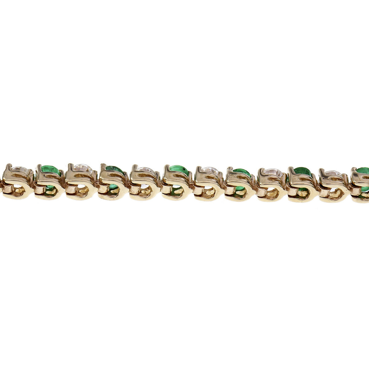 2.25 Carat Emerald Diamond Yellow Gold Hinged Link Bracelet – image 3