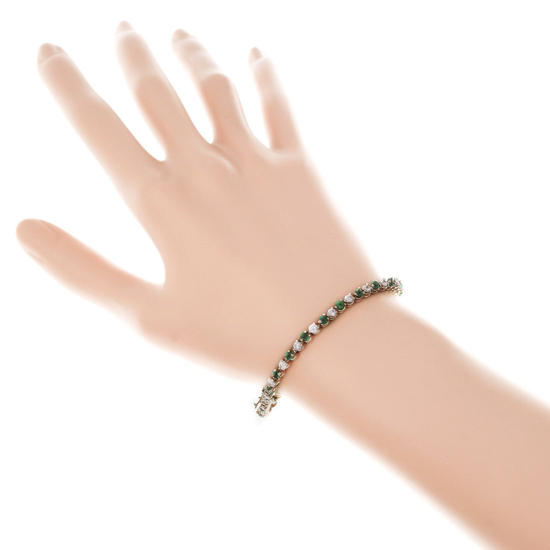 2.25 Carat Emerald Diamond Yellow Gold Hinged Link Bracelet – image 6