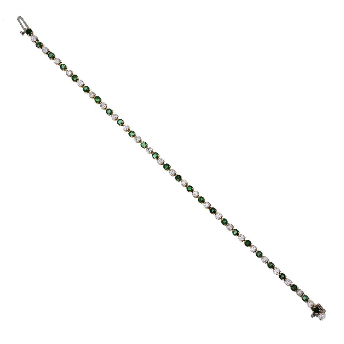 2.25 Carat Emerald Diamond Yellow Gold Hinged Link Bracelet