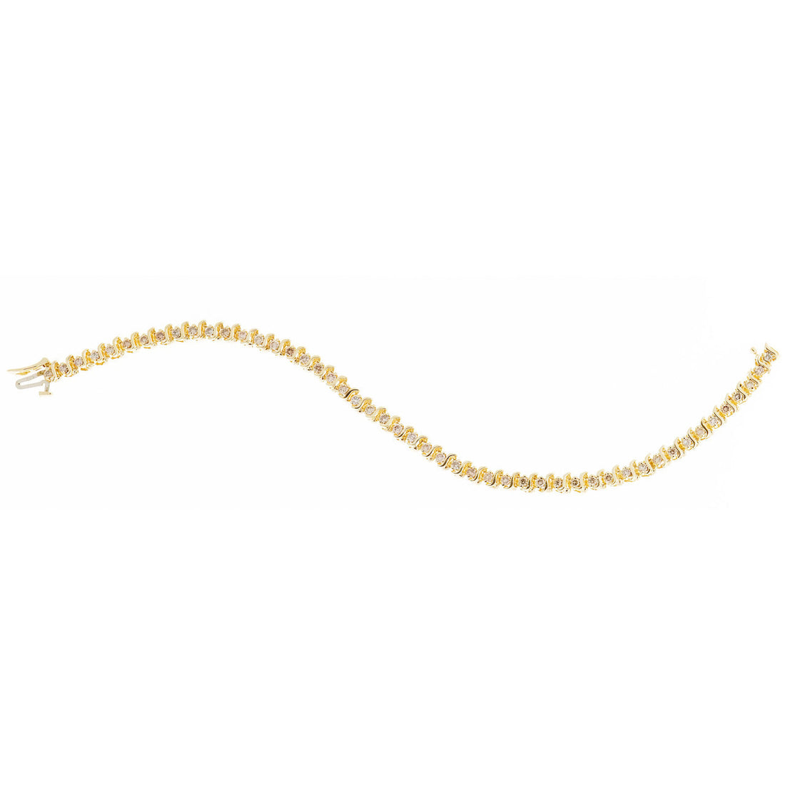 Vintage 14k Gold Natural 1.20ct. Pinkish Brown Round Diamond "S" Link Bracelet – image 4