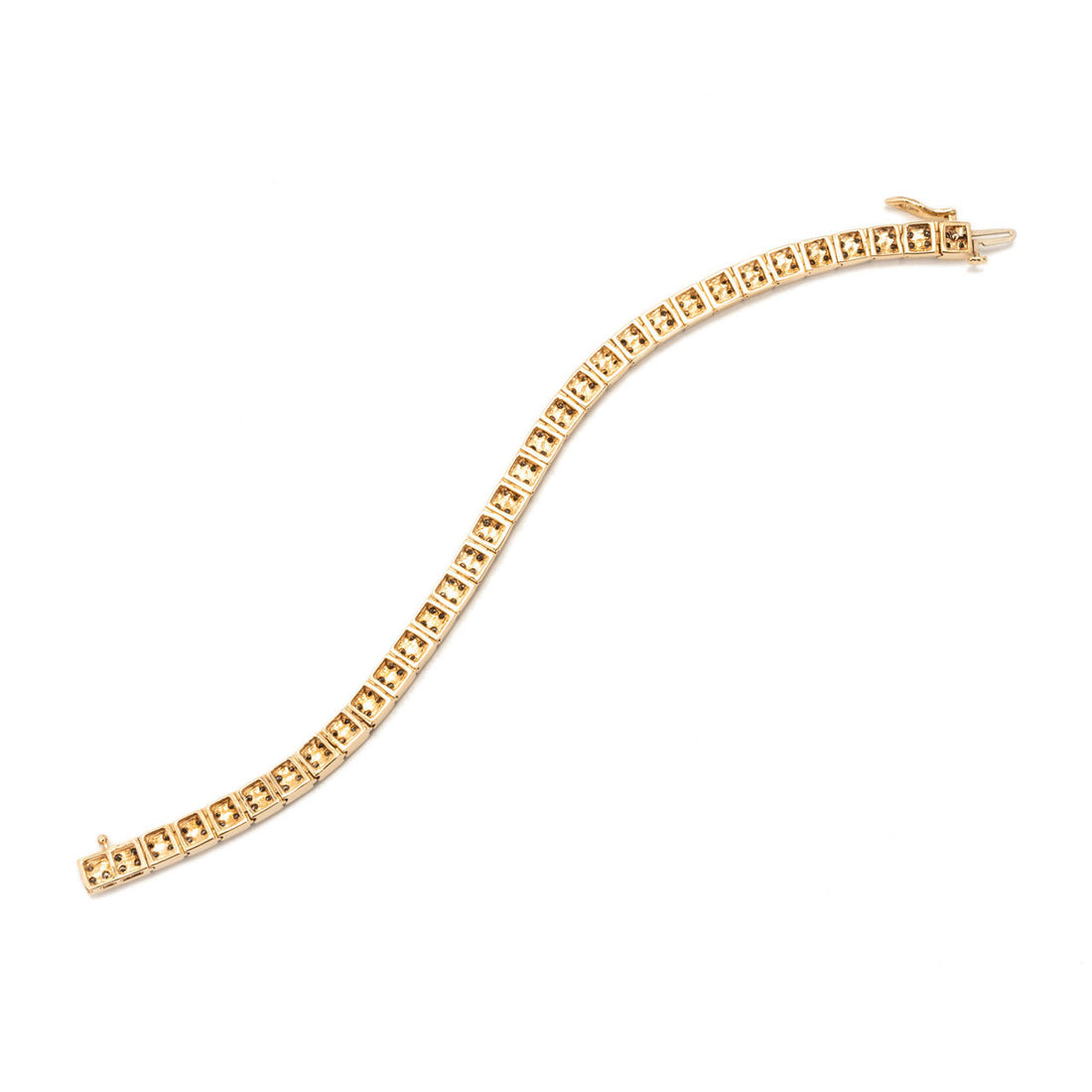 Vintage 4.00ct Full Cut Diamond 14k Gold Solid Hinged Link Two Row Bracelet – image 3