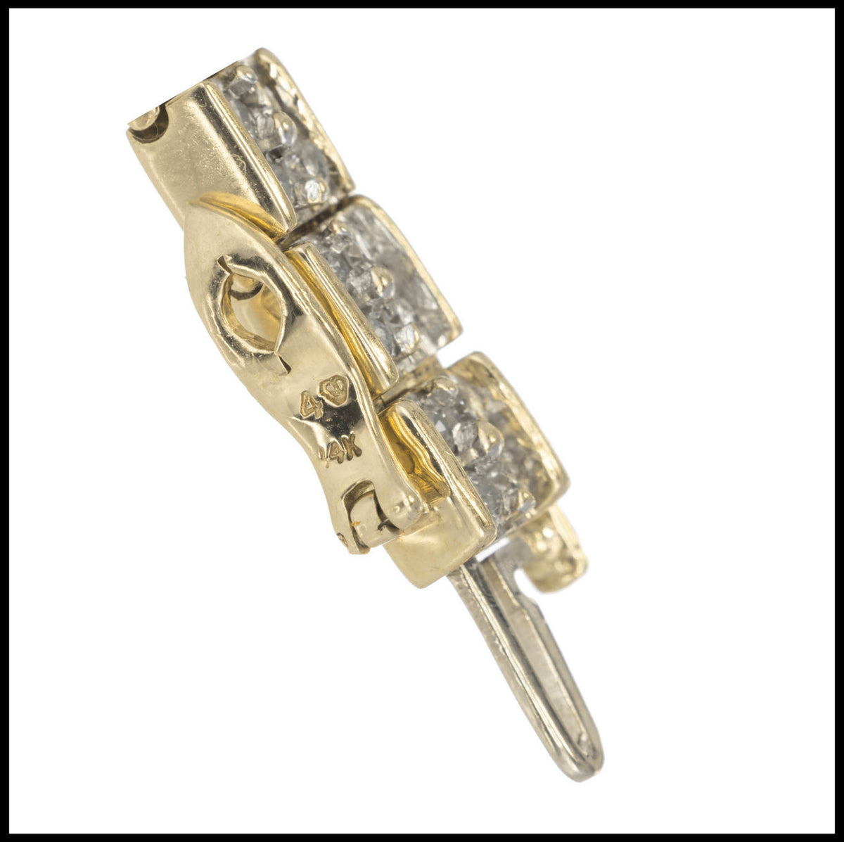 Vintage 4.00ct Full Cut Diamond 14k Gold Solid Hinged Link Two Row Bracelet – image 4